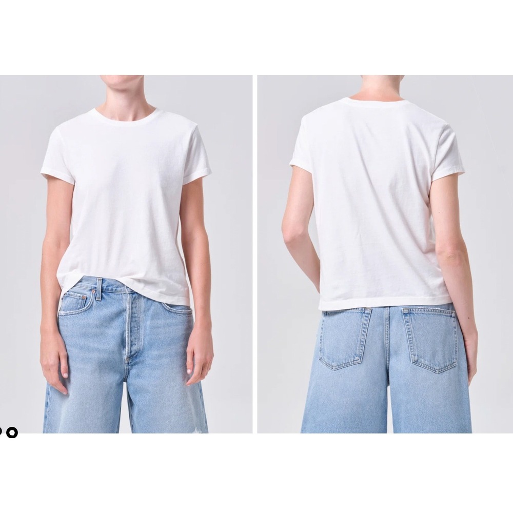 AGOLDE White Clean Tee Relaxed SS Crew Neck T-Shirt Size Medium Clean Girl USA